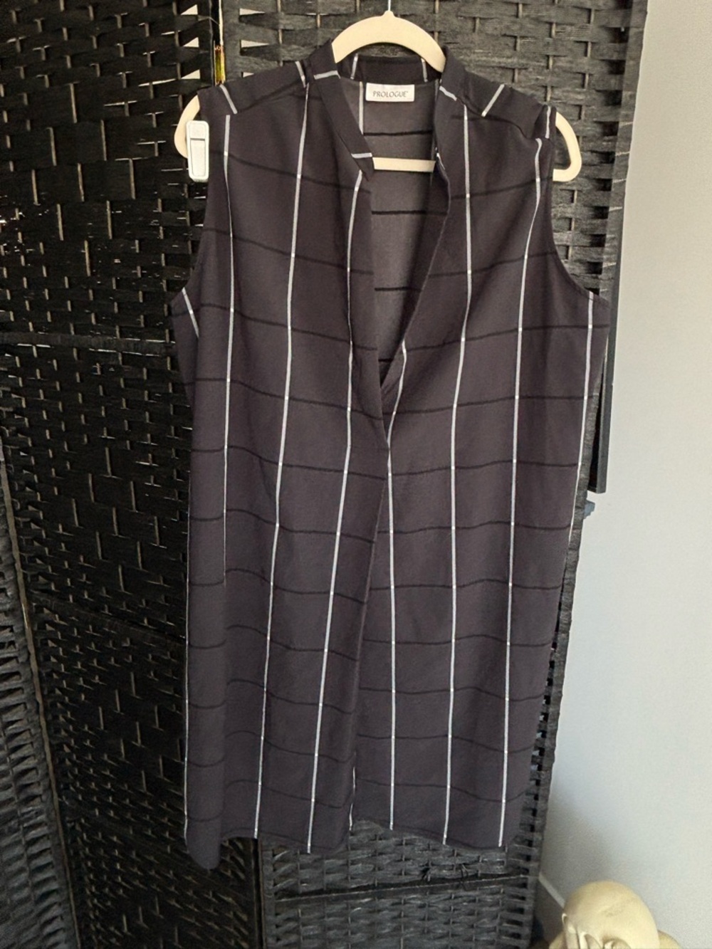 Prologue Black Windowpane Dress and Open-Front Vest Bundle
